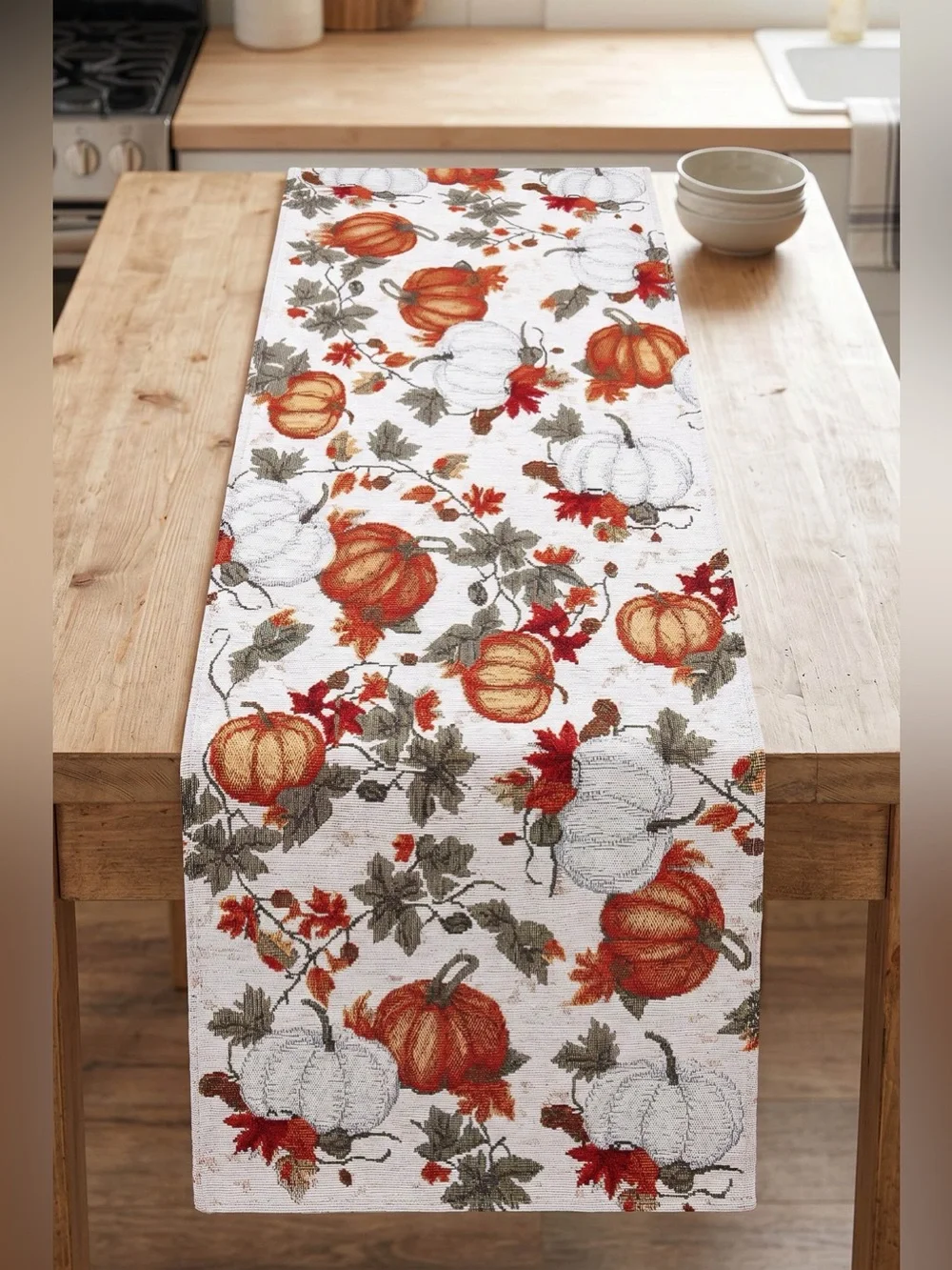 Fall Pumpkins Farmhouse Table Runner